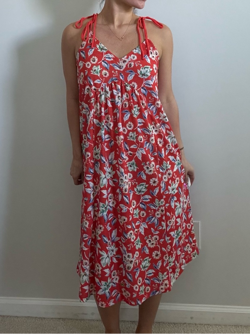 MANGO Floral Red and White Sundress